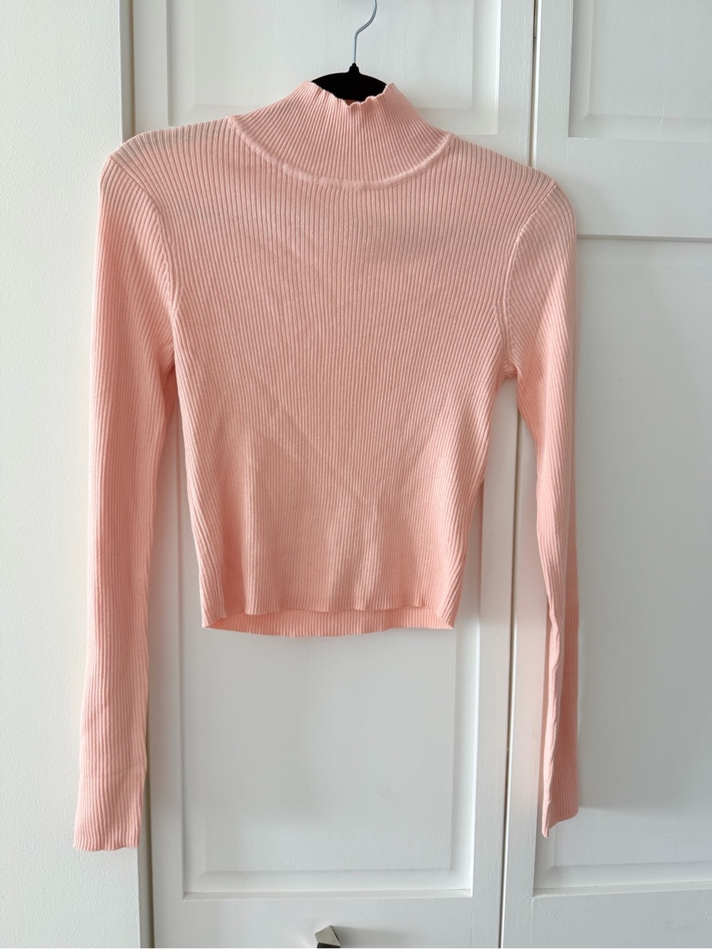 Ardene Pastel Pink Ribbed Mock Neck Crop Sweater S - Picture 2 of 9